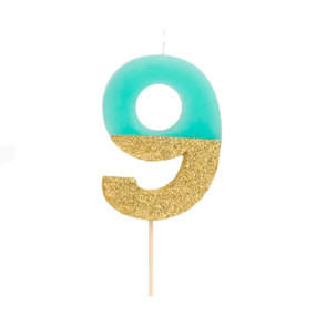 Vela 9 Menta Glitter
